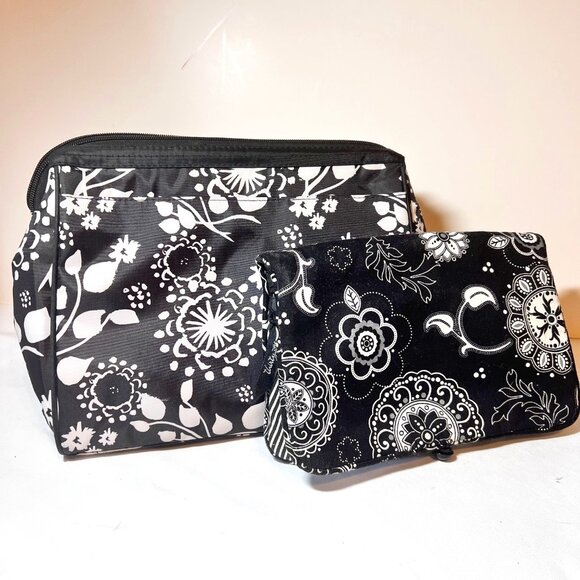 Thirty One-Travel Cosmetic Bag/Pouch-Black/White/Hot Pink-2 Diff. Sizes-Zip-2 pc - Picture 5 of 16